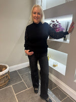 Black Floral Sleeve Knit Caroline